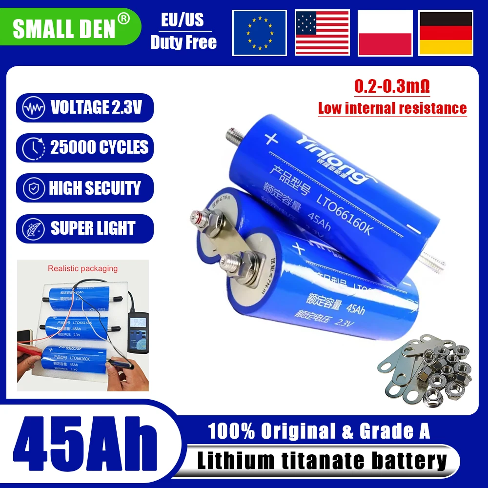 

100% Yinlong 2,3 В 45ah литиевый титанат lto 66160 аккумуляторы DIY 12 В 24 В 48 В 10C RV автомобильная аудио солнечная аккумуляторная батарея
