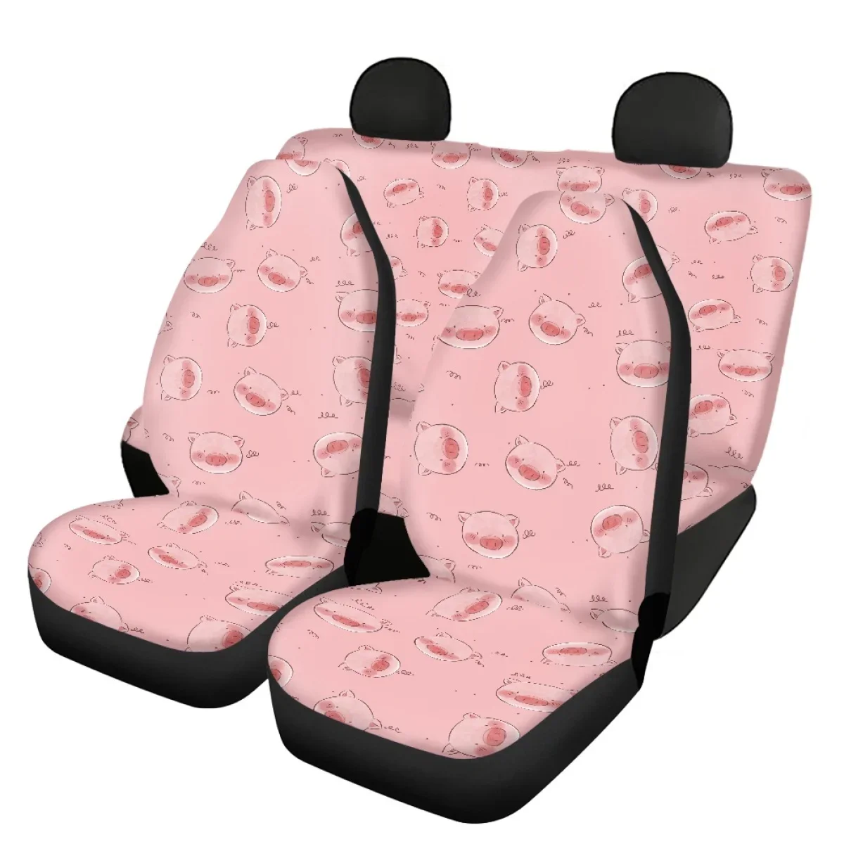 

Car Seat Covers for Women Mens Full Set Pink Cute Cartoon Pig 4Pcs Seat Covers Set for Car Fit Most of Vehicles Heavy-Duty Soft