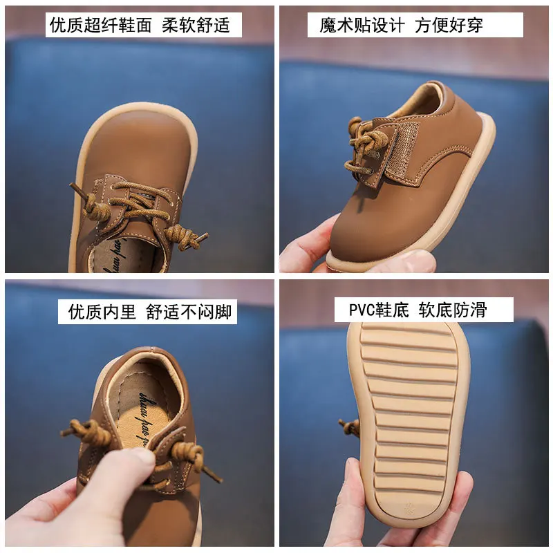 Sepatu bot kulit anak laki-laki perempuan, sneaker bot Fashion warna polos Anti Slip, ritsleting samping nyaman musim gugur untuk anak laki-laki dan perempuan