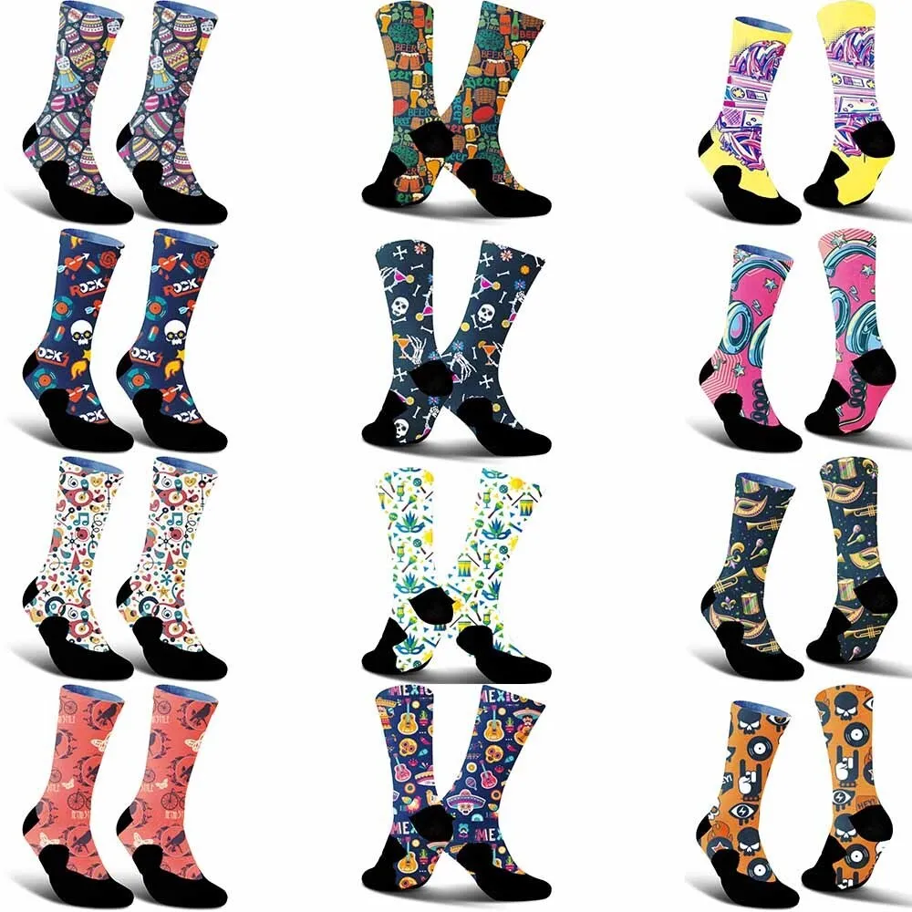 2025 New Creative Record Cool Skeleton Pattern Sports Cycling Socks,Fashionable Trend, unisex,Sweat Absorbing,Durable,Breathable