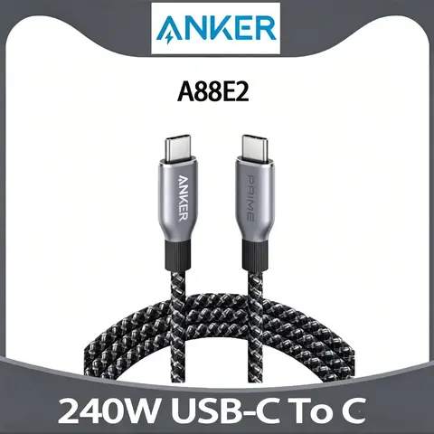 Anker Prime USB C to USB C Cable, 240W 3ft 6ft Fast Charging USB C Cable, Upcycled-Braided Nylon With 100-Year Bend Durability