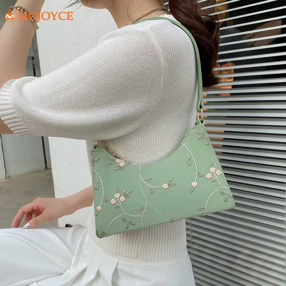 

Lace Floral Female Clutch Women Shoulder Bag Underarm Bags 2023 Handbag Soft Small Tote Bag PU Leather Girls Purse