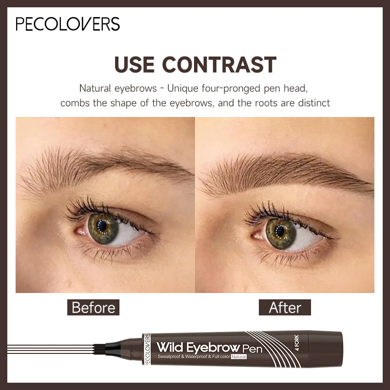 4 Points Eyebrow Pen Long Lasting Liquid Eyebrow Tattoo Pen Cosmetic Waterproof Microblading Eyebrow Pencil