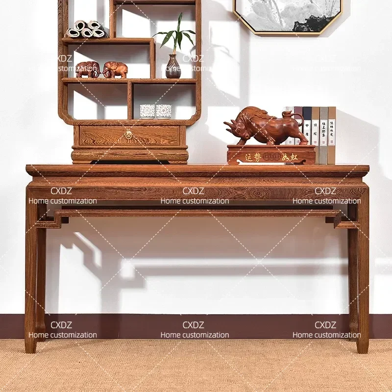 Chinese Antique Style Solid Wood Table Simple Household Furniture Zhongtang God Table Flat Head Case for Living Room Decor