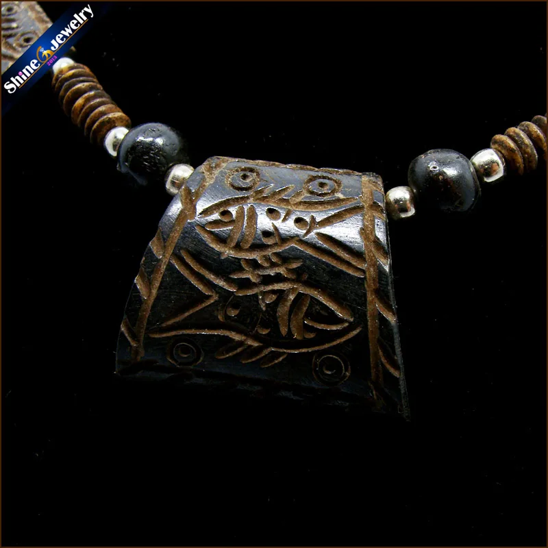 Vintage Real Yak Bone Carving Animal Totem Pendant Strand Chain Necklace Amulet Lucky Tribal Talismans Jewelry For Women Men