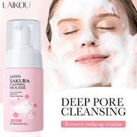 LAlKOU Japan Sakura Cleansing Mousse Facial Cleanser  Shrink Pores Deep Clean Oil Control Moisturizing Skin Care 100ml