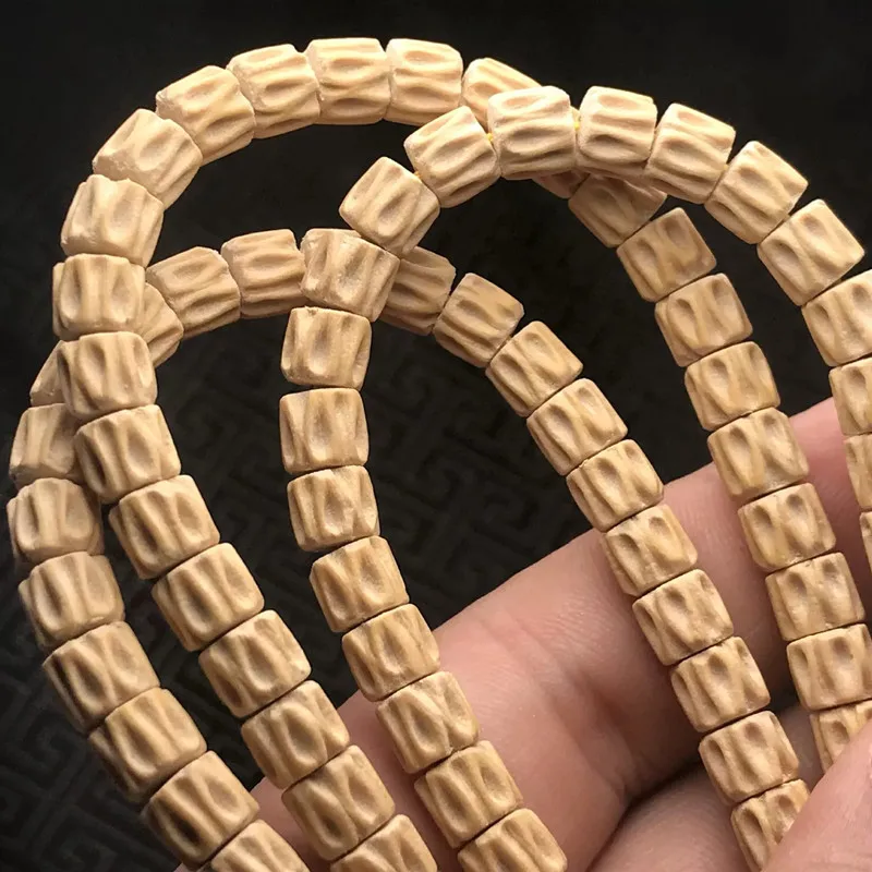 Natural Passionflower Seed Carved Bracelet 108 Buddhist Prayer Beads