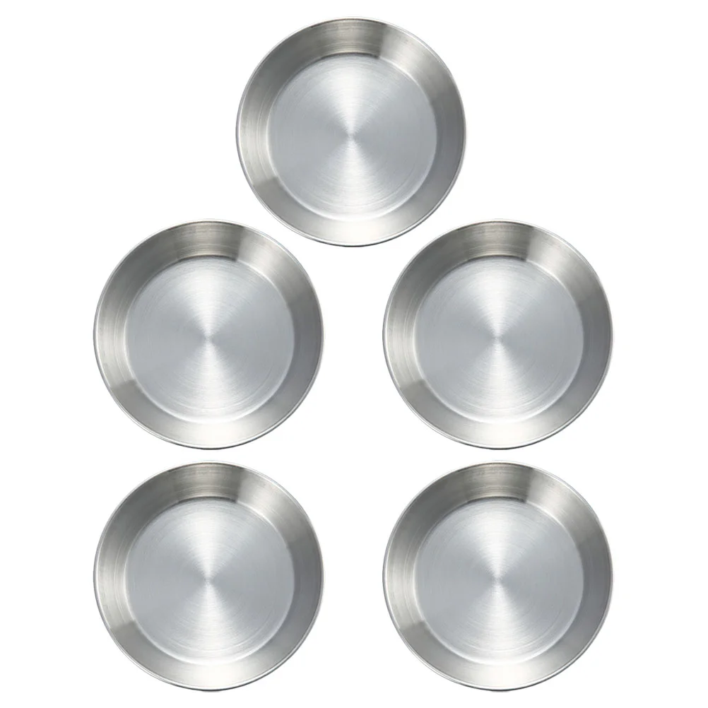 

5 Pcs Stainless Steel Dish Sauce Vinegar Seasoning Kitchen Supply Saucer Containers