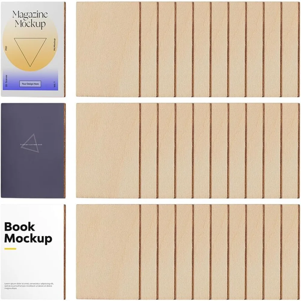 Basswood Plywood Sheet Unfinished Wood Cutouts Rectangle Blank Mini Book White 29x19x3mm 100pcs/set