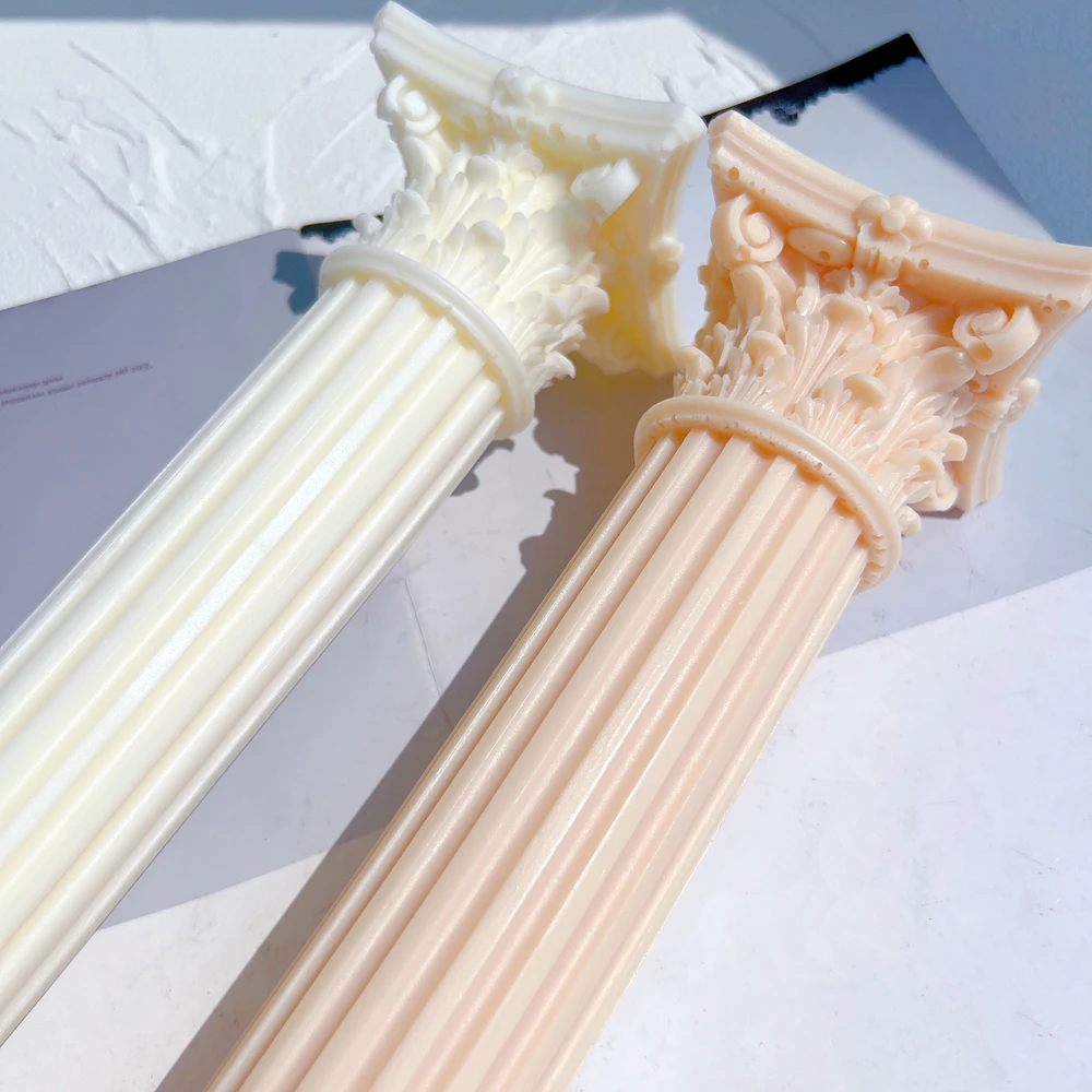 3D Architecture Sculpture Home Decoration Corinthian Column Silicone Mold Large Size Classic Greek Roman Pillar Candle Molds