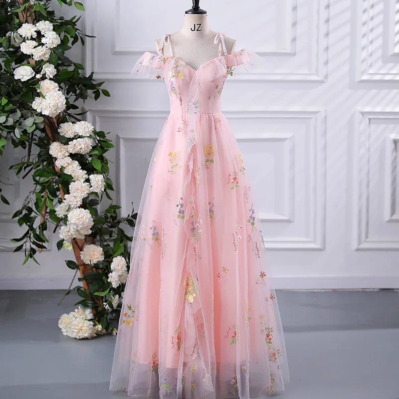 

W-99 Evening Dress Suspender Long Dress Temperament Bridesmaid Dress Coming of Age Ceremony Art Examination Performance Costume