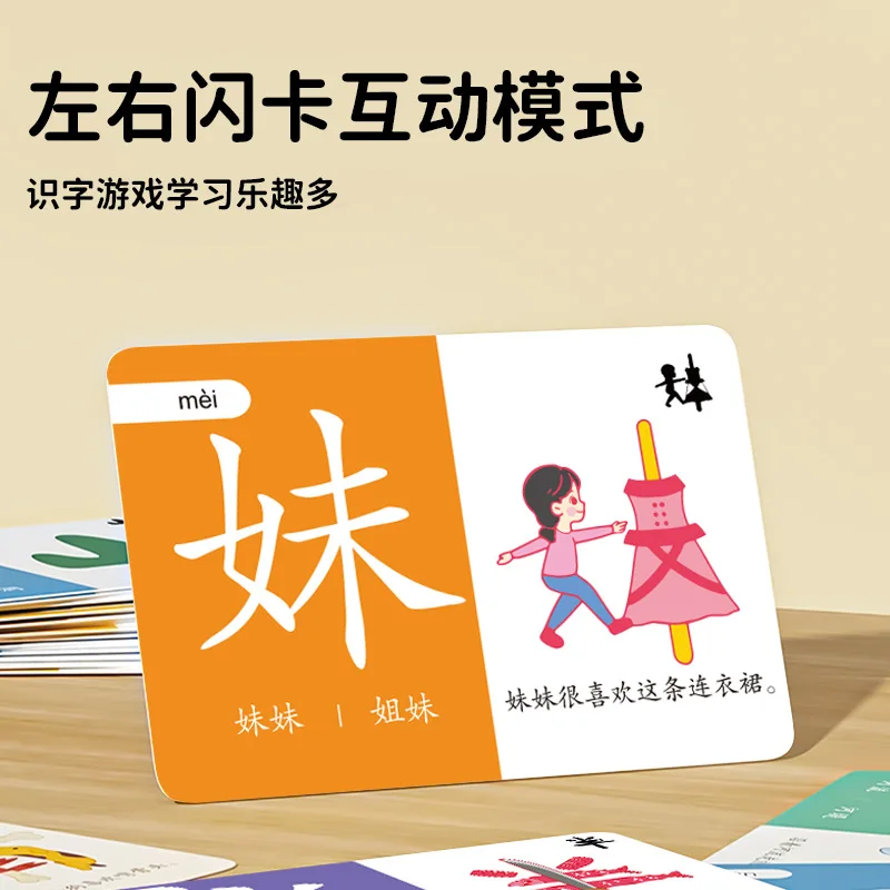 100 Cards Pictographic Literacy Card 3-6 Year Early Education Chinese Character Recognition Pinyin Card Hanzi Learning Book