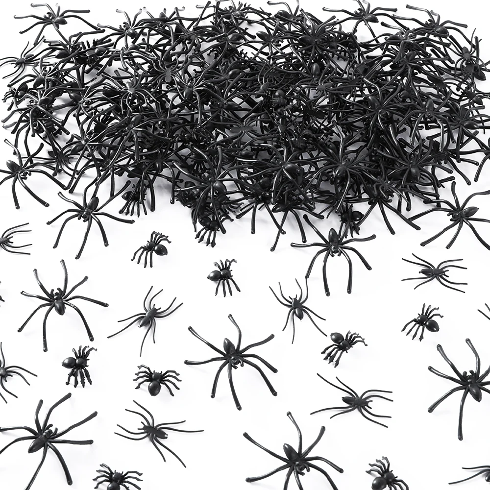 50/100pcs Halloween Spiders Decoration Realistic Plastic Mini Black Spider Simulation Tricky Toy Haunted House Fake Spider Decor