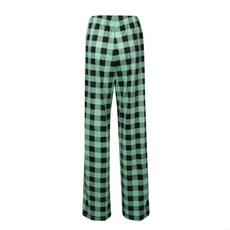831A Women Pajama Pants Comfy Pj Bottom with Pockets Stretch Plaid Sleepwear