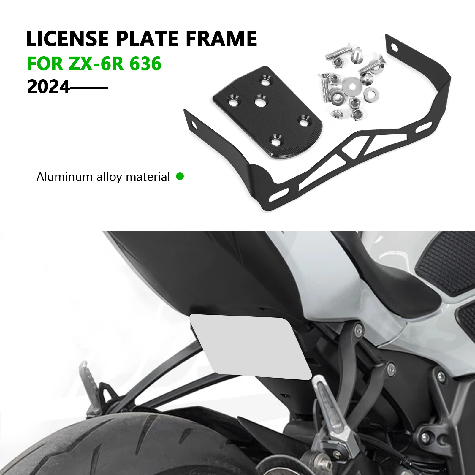 

For NINJA ZX-6R 636 License Plate Holder LOW-MOUNT FENDER ELIMINATOR BRACKET For KAWASAKI NINJA ZX-6R 636 2024+