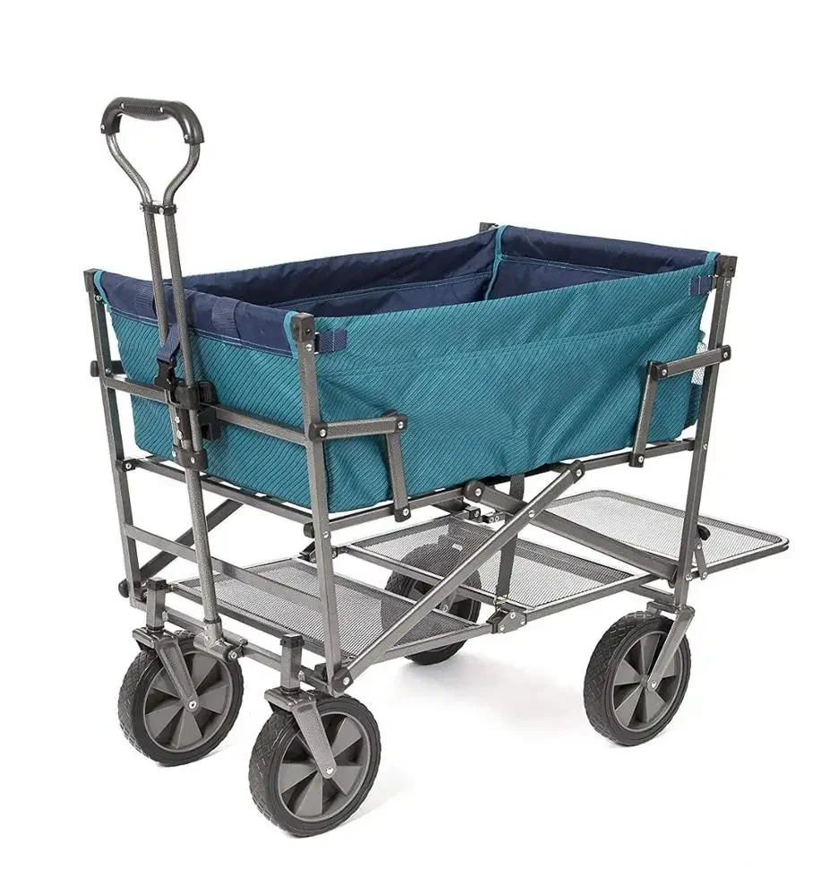 Bearhike Sports Heavy Duty Steel Double Decker Collapsible Yard Cart Wagon