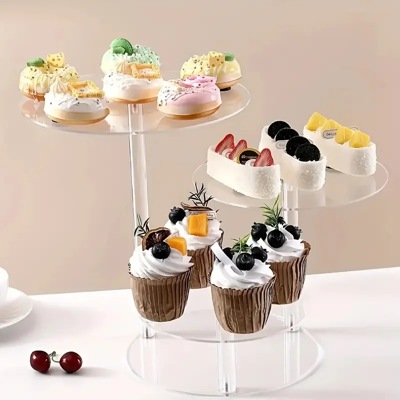 

Transparent 3-layer acrylic cake stand, round multi-layer dessert table display stand, wedding and birthday party display stand