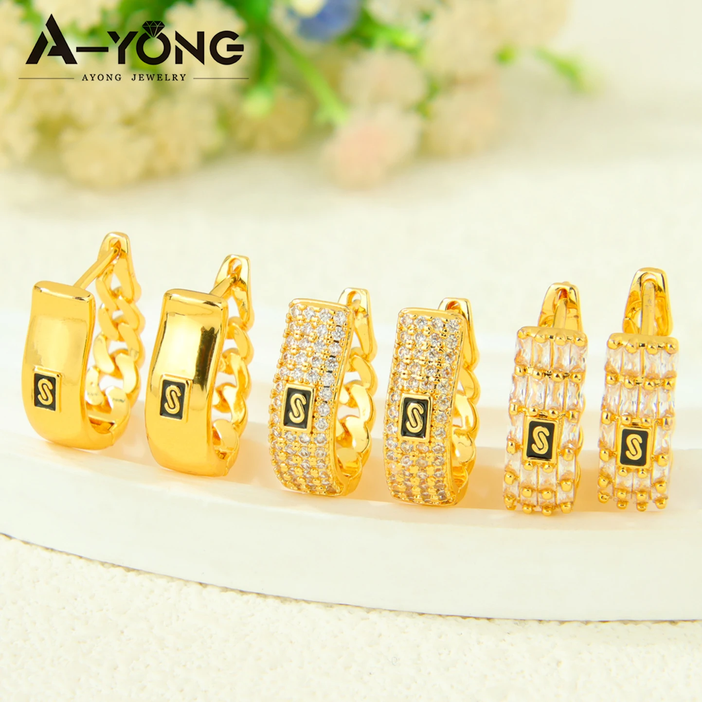 Monaco Fashion Zirkonia-Ohrhänger, 21k vergoldet, italienische Vintage-Clip-Creolen, Habesha-Schmuck für Damen, Event- und Party-Schmuck – Detail 4