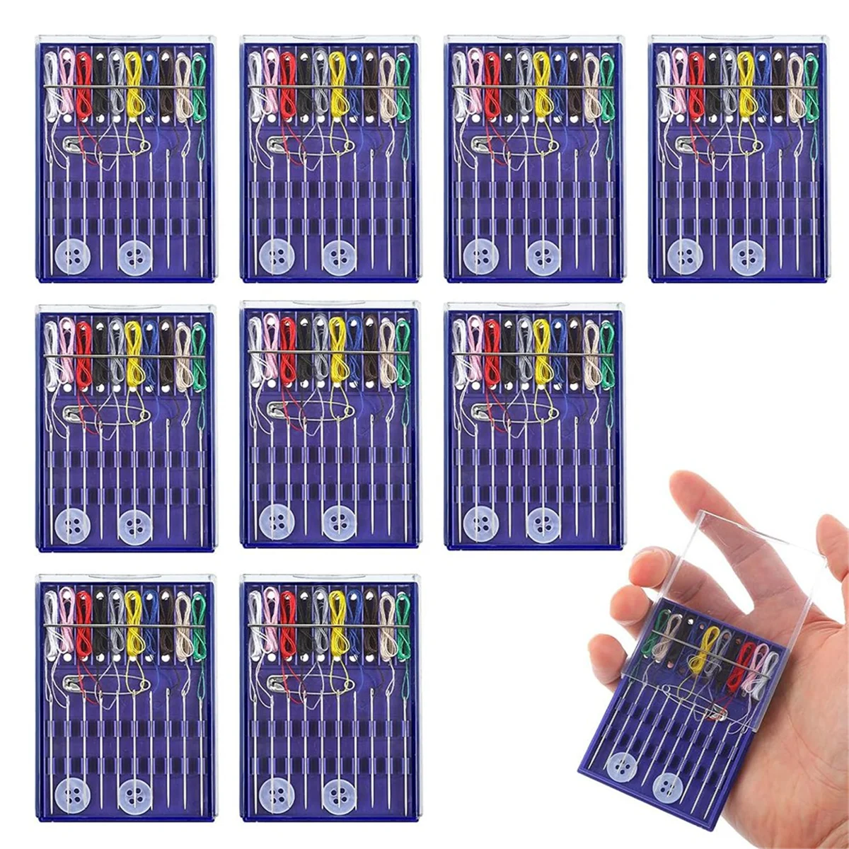 New 10 Boxes Mini Sewing Kit, Quick Fix Sewing Kit Small Travel Sewing Kit Pre Threaded Needle Kit with Pin Button