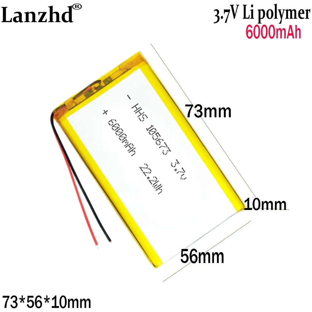 

3.7v Li Polymer battery 105673 6000mAh For locator handheld sterilizer Air pump charging fan rechargeable battery