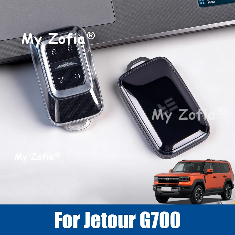 

For Jetour G700 2025 2026 Car Transparent TPU Key Cover Remote Key Fob Case Cover Anti-drop Protective Holder Shell Accessories