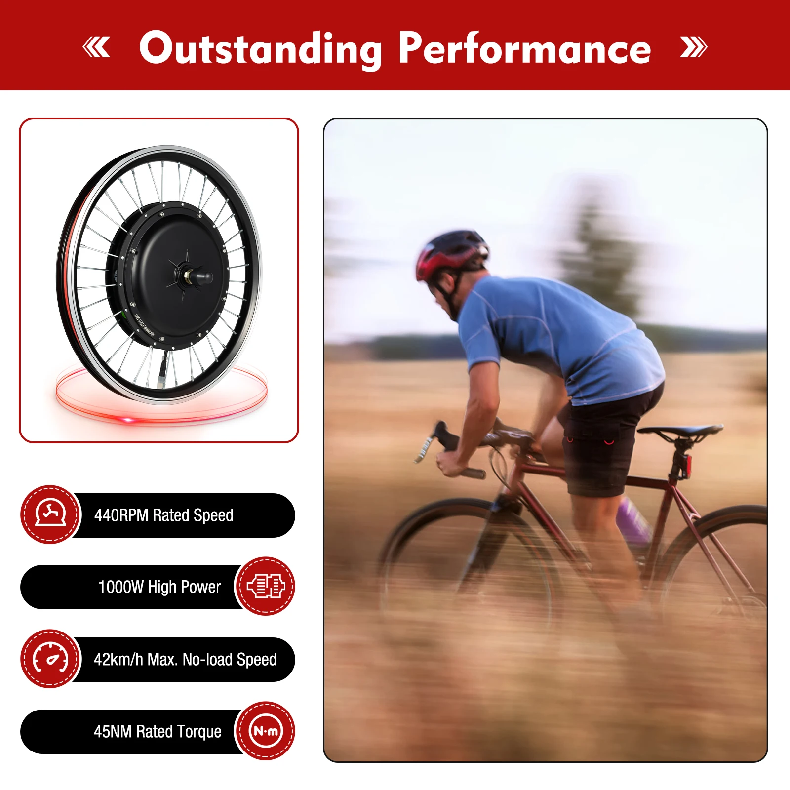 

20 Inch 48V 1000W Front Wheel Conversion Kit, Electric Bike Motor Wheel with LED Display & Throttle, for Bicycle Upgrade