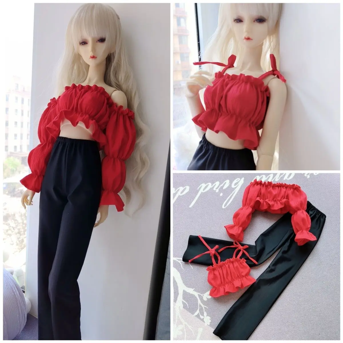 New 1/3 Doll Clothes for 60cm Bjd Doll Clothing Suspender Pants Diy Girl Toys Dress Up Doll Accessories, No Doll