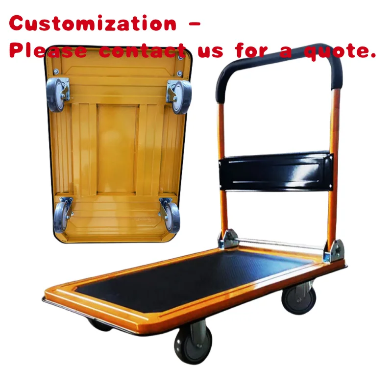 custom.Price Stainless Steel Hand Trolley Four Wheels Industrial Foldable Cart Food Industry