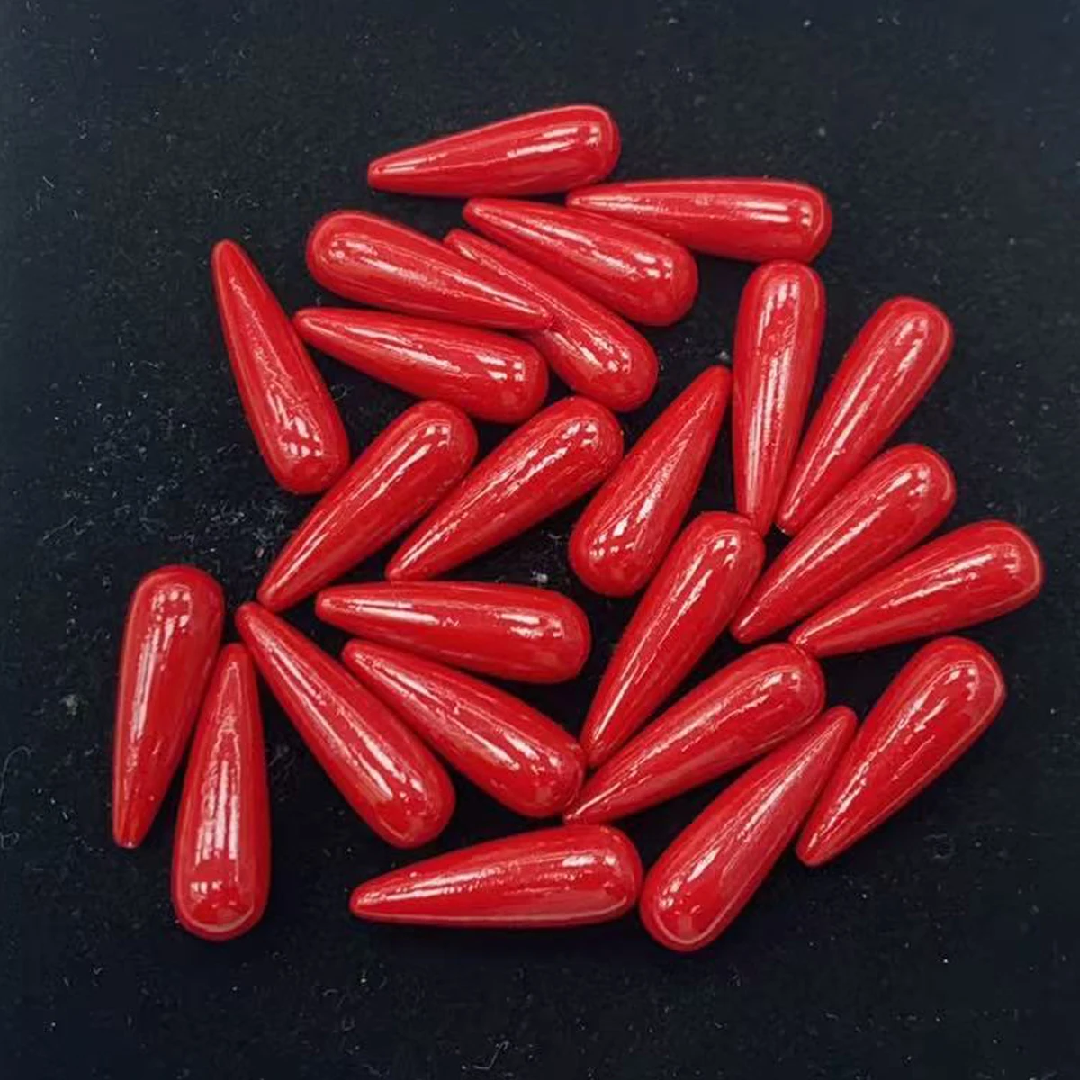 5pcs 8x26mm Red Natural Shell Beads Teardrop-shaped Half-drilled Beads for Jewelry Making DIY Necklaces Bracelets Accessories