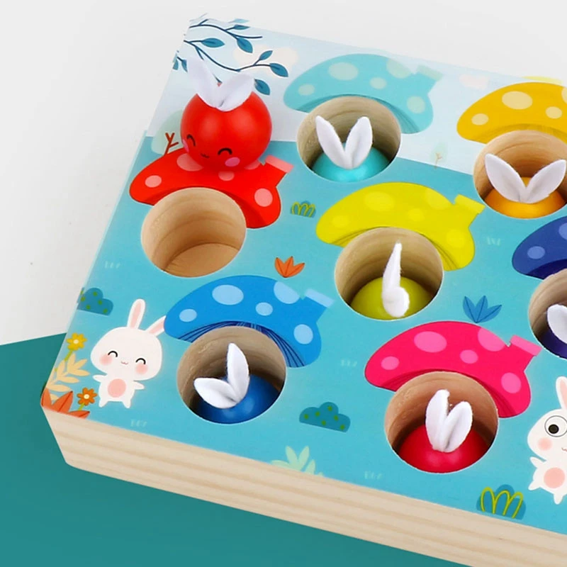 Mushroom Rabbit Color Matching Game Wooden Toys Children Early Education Learning Toys Funny Gifts for Kids