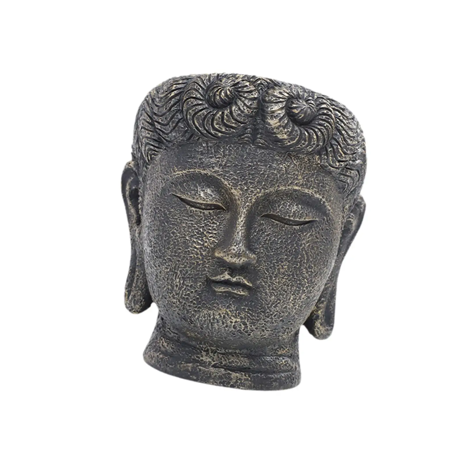 Buddha Head Resin Planter Small Artistic Decoration Vase for Living Room Flower Display