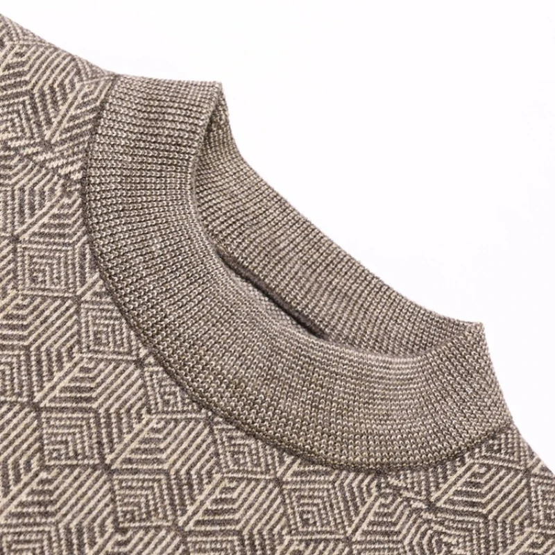 เสื้อสเวตเตอร์ไหมแคชเมียร์ถักลายแจ็คการ์ด คอเต่าครึ่งตัว ซิปหน้า สำหรับผู้ชาย ฤดูหนาว 2025