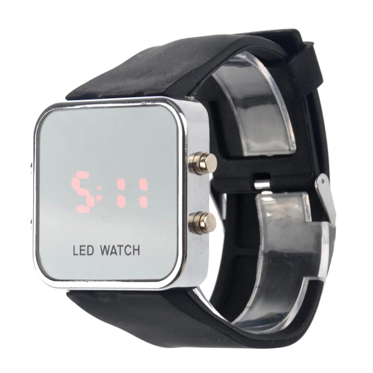 Black Mirrors LED Watch Silicone Band Red Digital Unisex Universal 2200X450X100CM Men Women