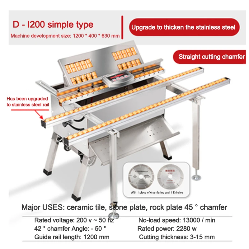 

D1200 Dust-Free Ceramic Tile Chamfering Machine Desktop High Precision Foldable Manual Stone Artifact 45 Degrees Bevel Cutting