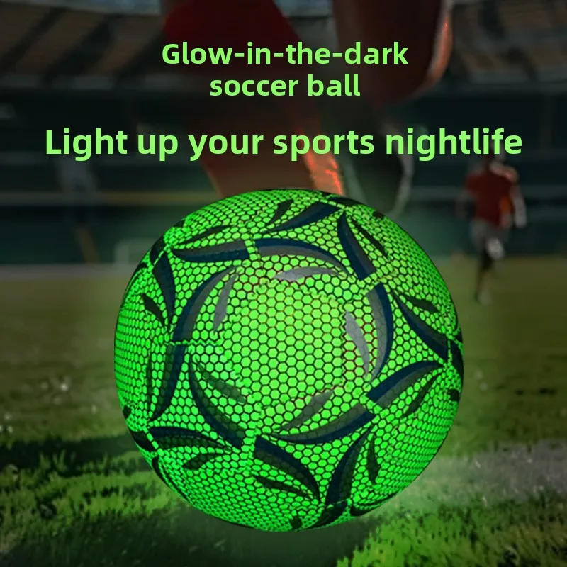

Size 5 Soccer Ball Machine Stitched Wear Resistant Training Football Glowing Night Ball for Adult Teenager Kids