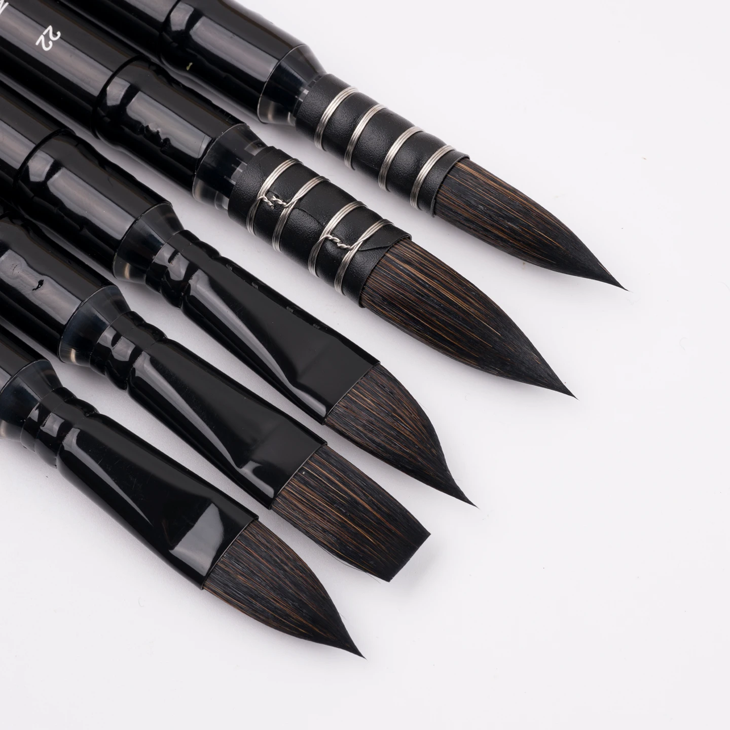 فرشاة ألوان مائية لشعر السمور والأحمر 100% - قلم ممسحة شعر كولينسكي نقي عالي الجودة برأس مسطح وسان قطة طويل مائل