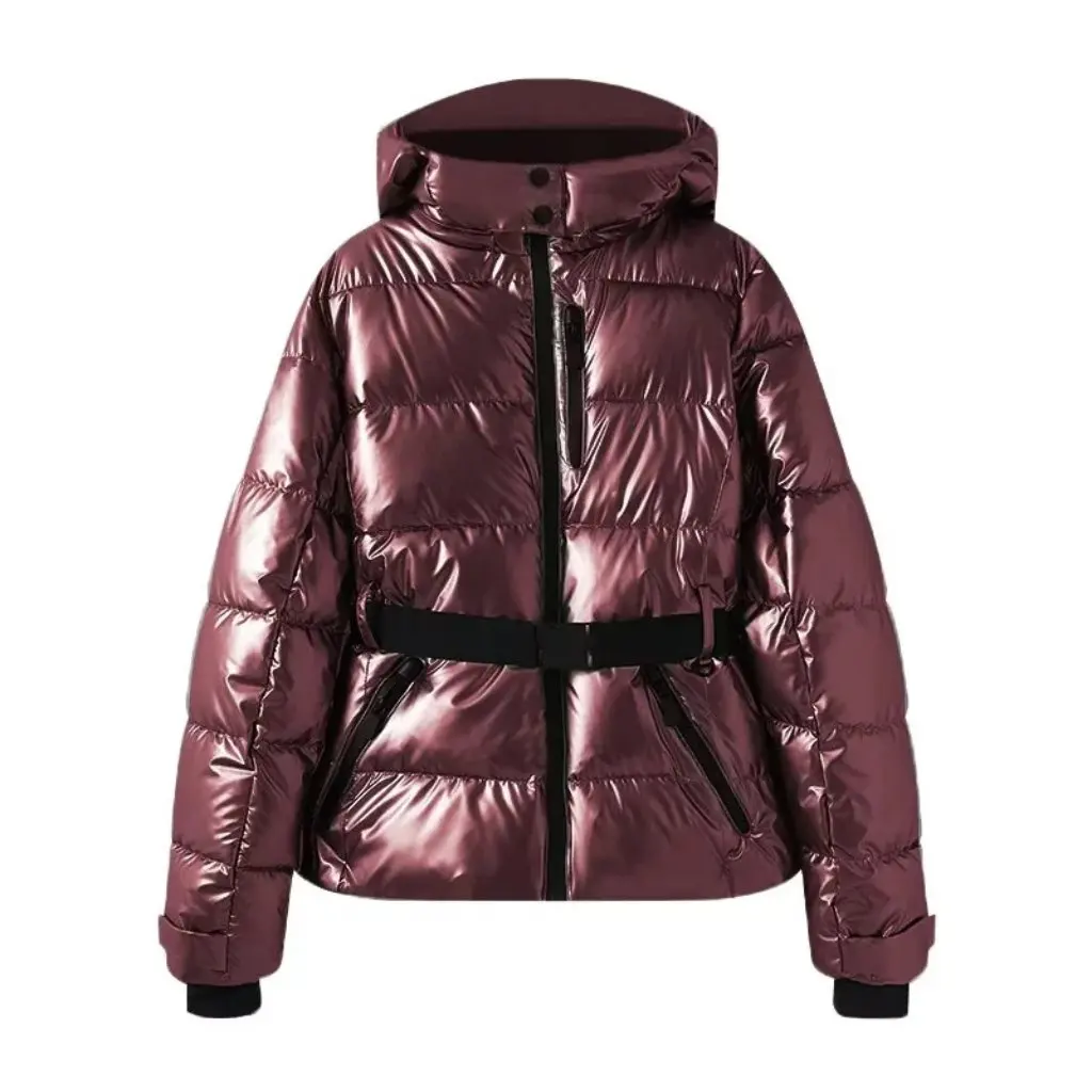 

Women's Warm Long Sleeve Ski Cotton Jacket with Belt European And American Style Fashion