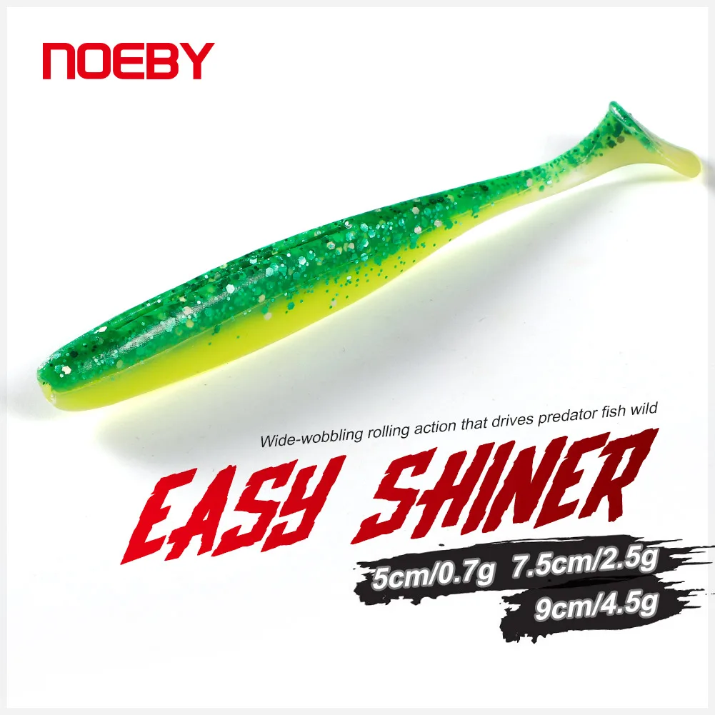 NOEBY Easy Shiner Soft Lure 5cm 7.5cm 9cm Silicone Bait Wobblers T tail Artificial Shad Bait for Bass Pike Fishing Lures