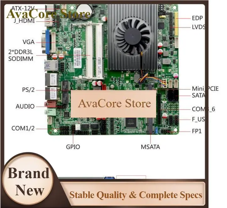 AvaCorei3-7100u Mini-ITX Motherboard 7th Core Intel CPU IPC SBC Embedded Ultra-thin Mainboard With 2COM LAN DC12V DDR3L 6USB LVD