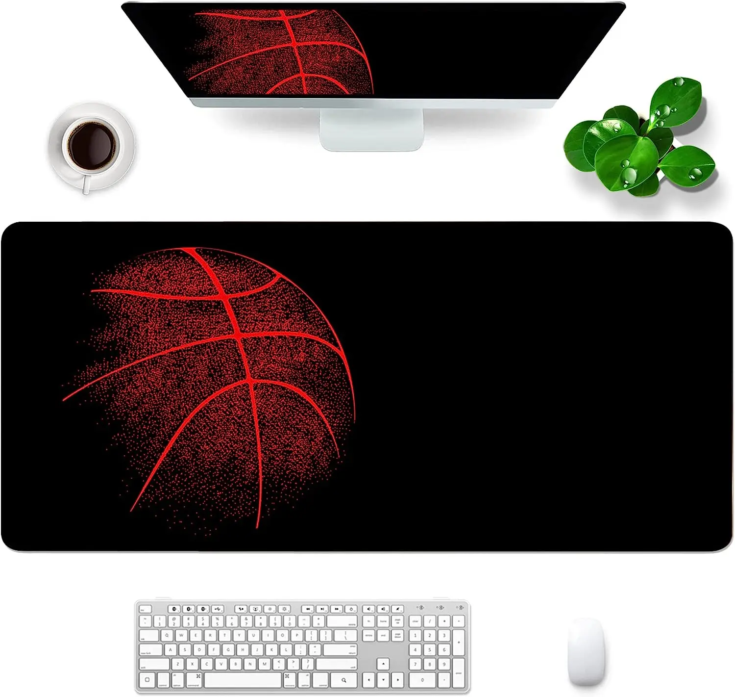 Mouse Pad karet besar, Mouse Pad XXL, tema olahraga basket, 35x15.7 inci, alas Mouse karet besar, untuk meja, dengan desain pribadi untuk komputer, Laptop