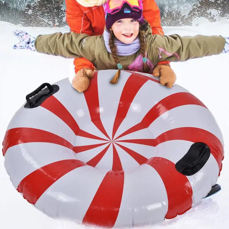 Tubo de nieve trineo de nieve resistente con asas juguete de nieve trineo portátil juguetes deportivos al aire libre para niños y adultos