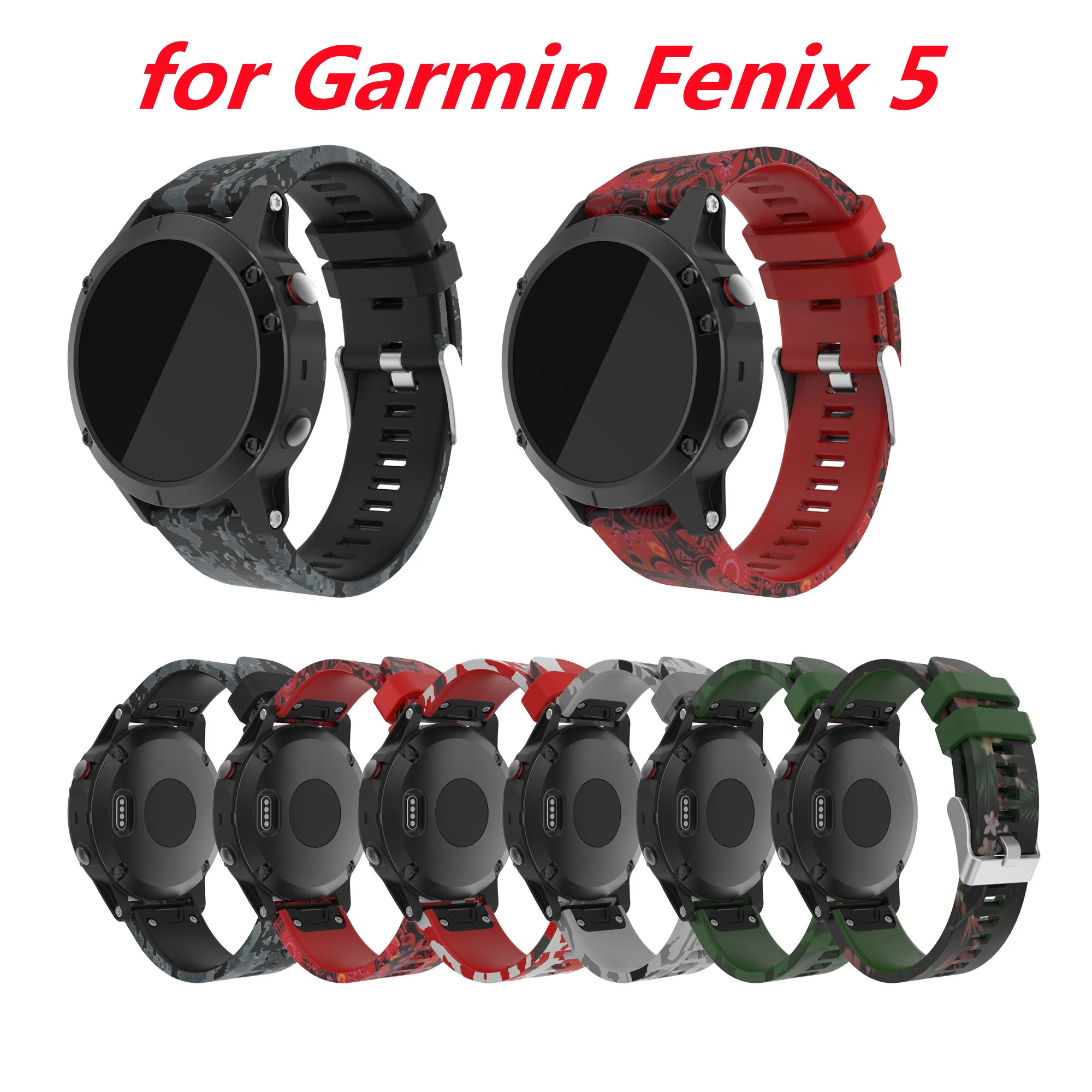 Dây Đeo Cho Garmin Fenix 5 47Mm Đồng Hồ Thông Minh Smartwatch Họa Tiết In Hình Dây Đeo Silicone Vòng Đeo Tay Garmin Fenix 5 In 46Mm 47mm Ban Nhạc Tiếp Liệu
