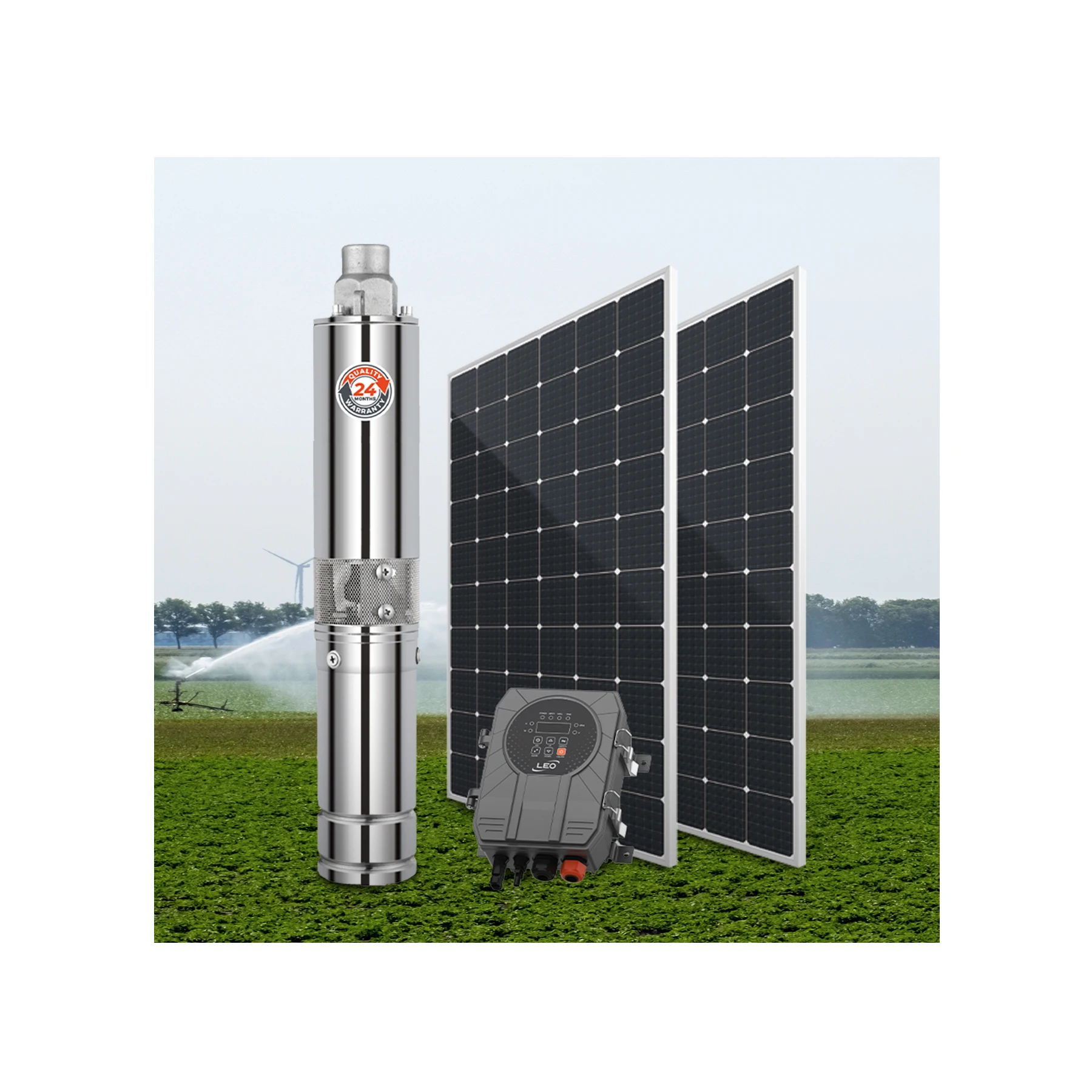 

Solar powered 3-inch permanent magnet synchronous motor stainless steel 77m deep well submersible pump