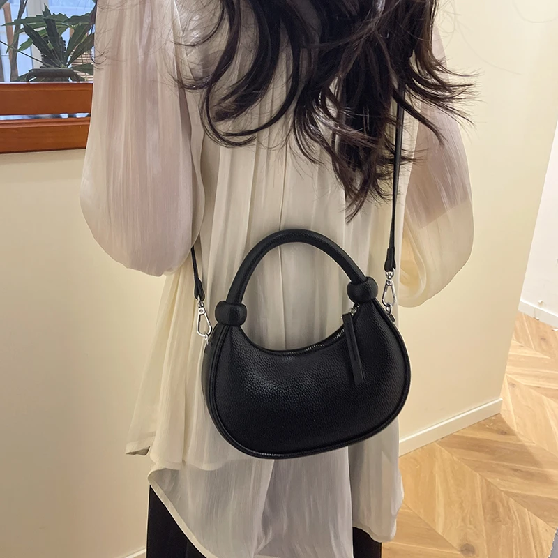 جديد بلون متعدد الاستخدامات المرأة بولي Leather جلد كتف واحد حقيبة كروسبودي بسيطة عادية التنقل تخزين أكياس الهلال