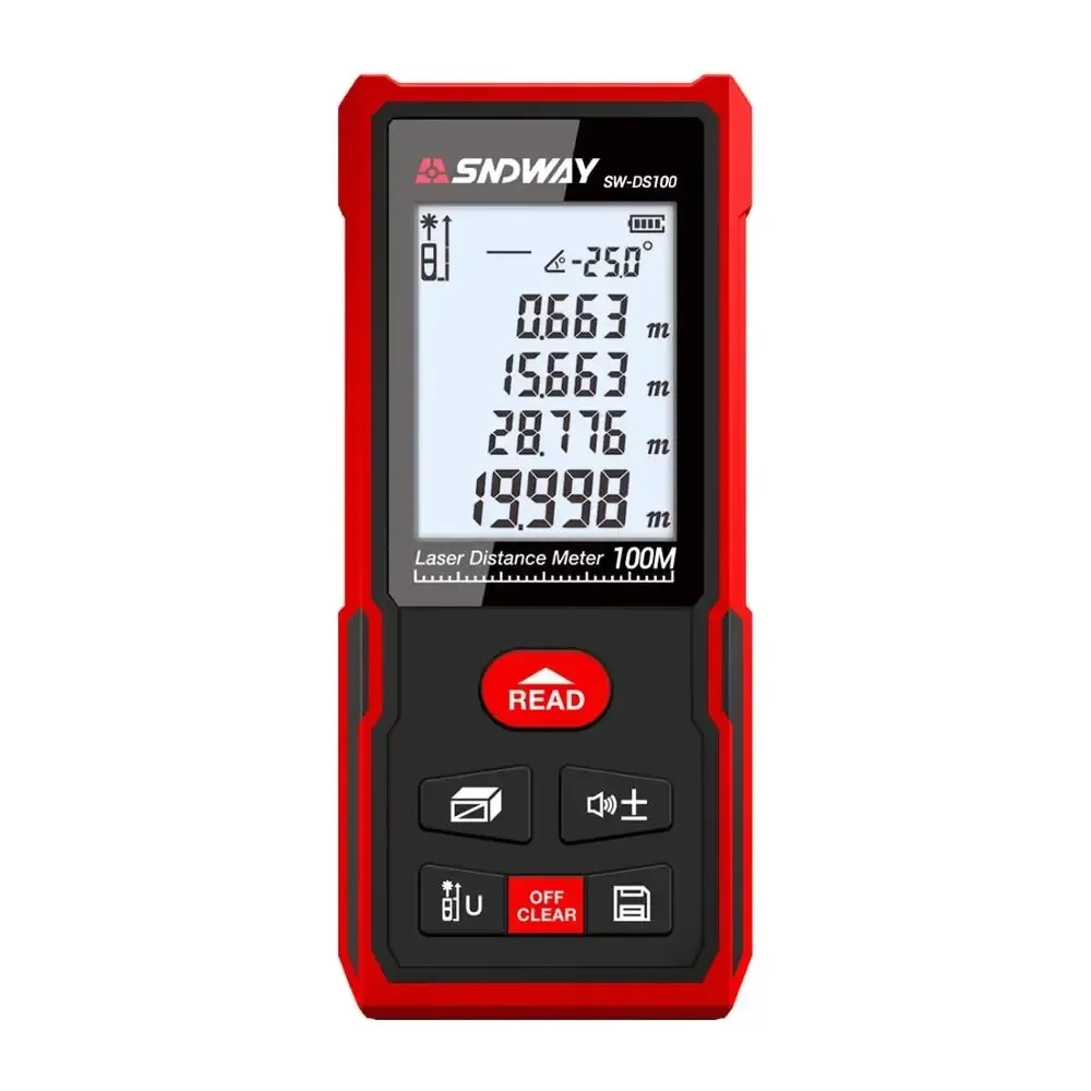 [100% NEW] SNDWAY Laser Distance Meter 50/70/100M Portable Range Finder Precision Measuring Ruler Roulette Tool For Home Measure