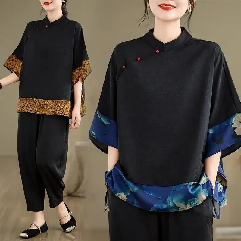 Button Up Shirt for Women's Western Summer Auspicious Cloud Shirt