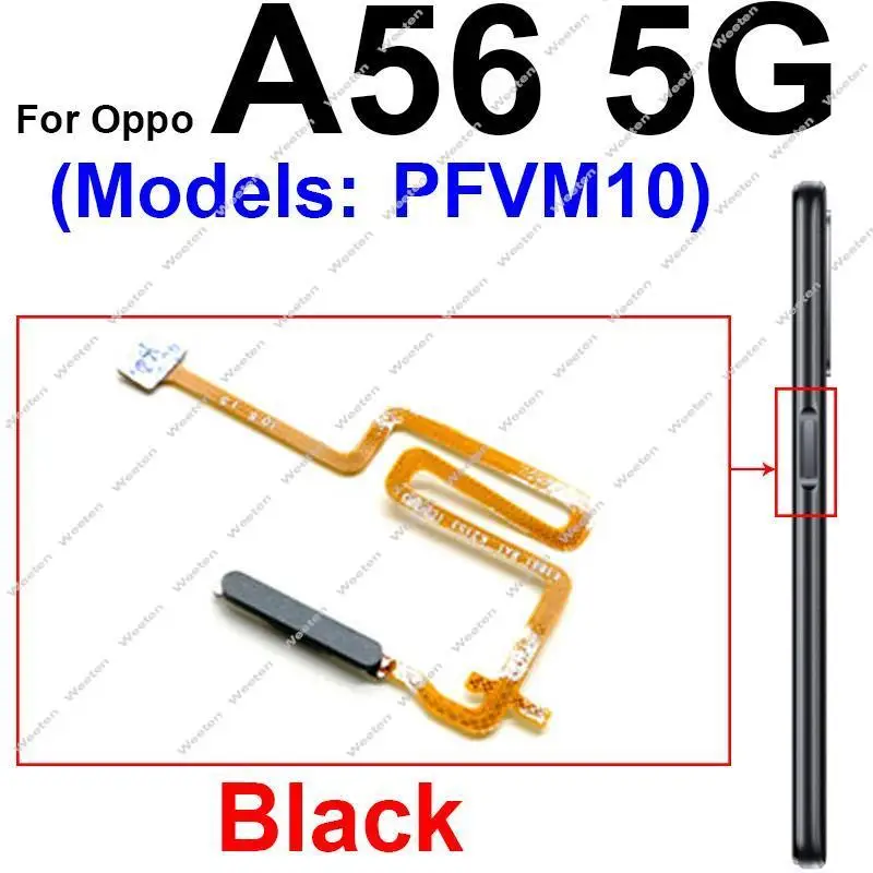 Fingerprint Sensor Flex Cable For OPPO A56 A56S A57 A57e A57S 4G 5G Touch Power Buttons Finger Print Sensor Flex Ribbon Parts