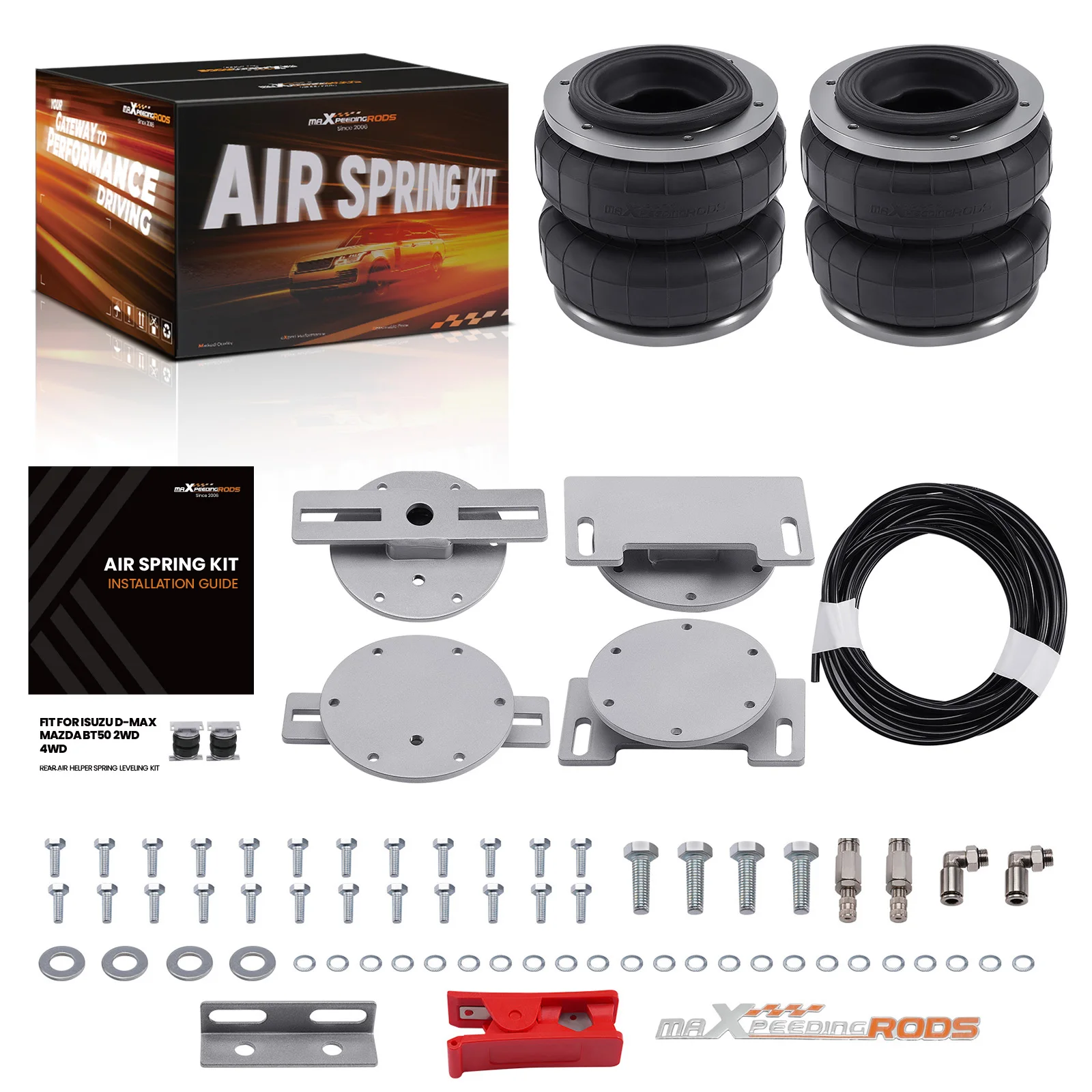Rear Air Suspension Kit Spring Bag for Isuzu D-Max for Mazda BT50 2020- 2WD 4WD Heavy Duty Airbag 5000 lbs