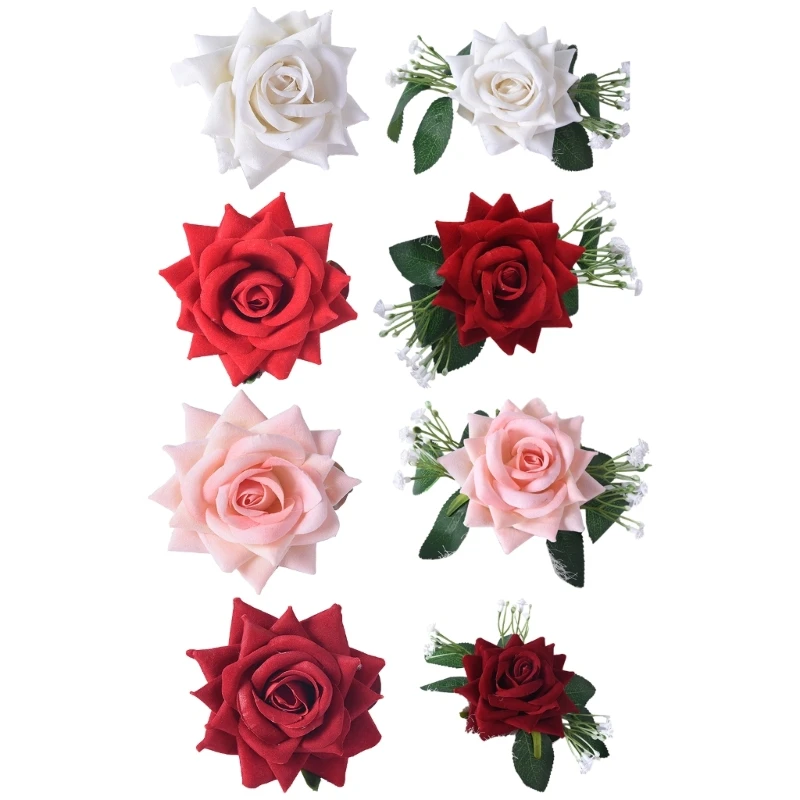 

Florals Curtain Tieback Clips Artificial Rose Flower Drapery Holdbacks 4Pcs Set