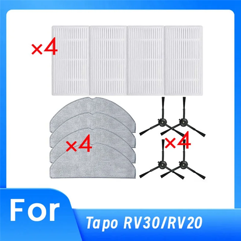 A44F-For Tapo RV30/RV20 Robot Vacuum Cleaner Sweeper Accessories Side Brush Rag Filter